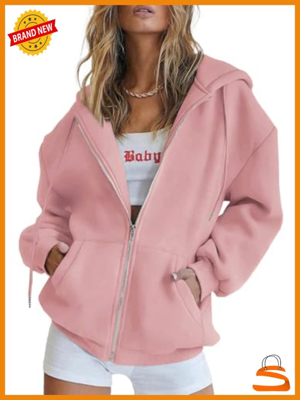 Women's Full Zip Hoodie Fleece Lined Sweatshirt Loose Fit Pockets